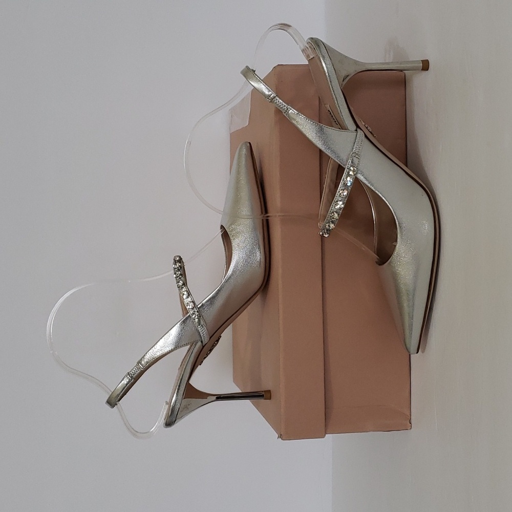 Brand New Silver Miu Miu Camoscio Sling Back Pumps SZ 37 - Picture 6 of 15